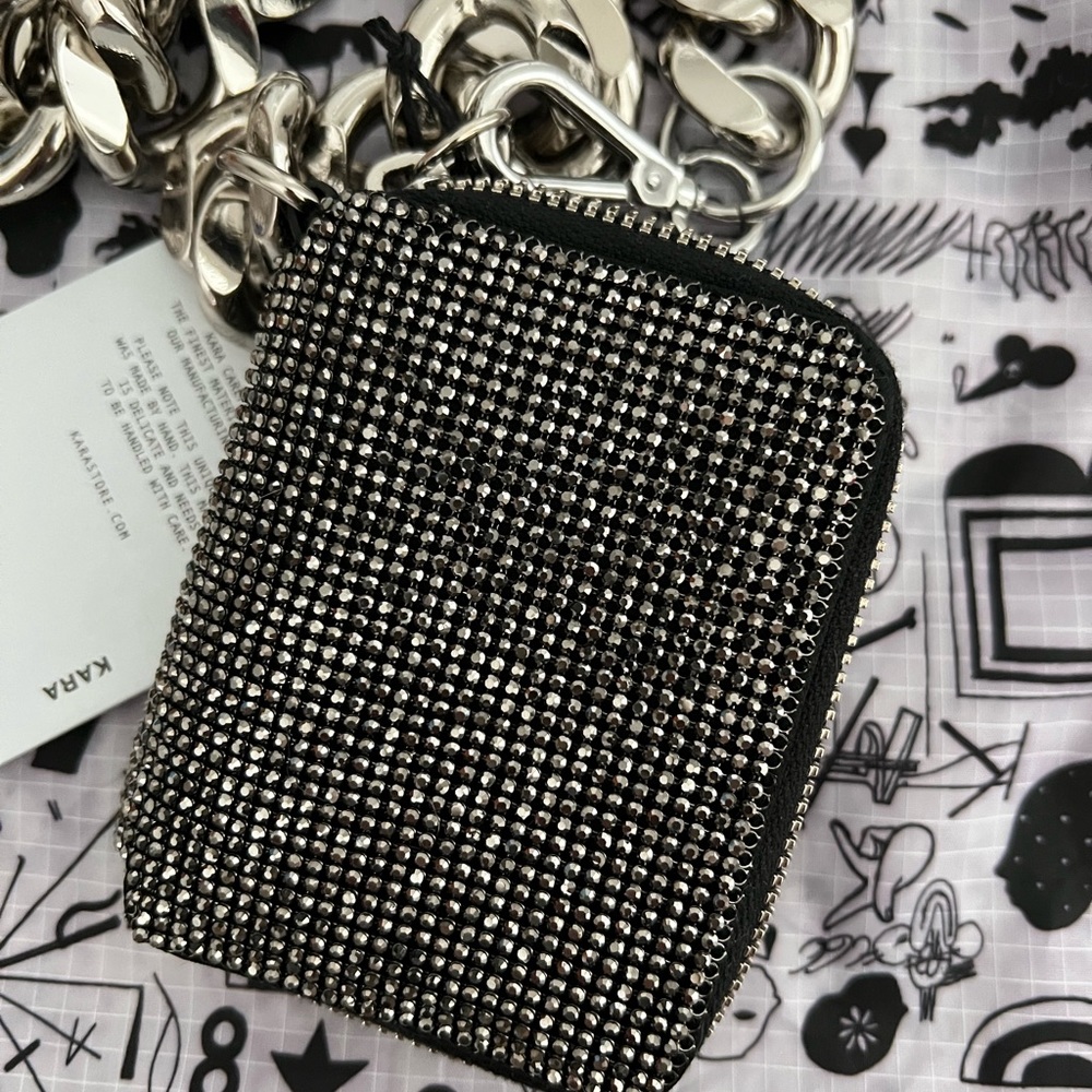 NWT Kara black crystal mesh bike wallet
